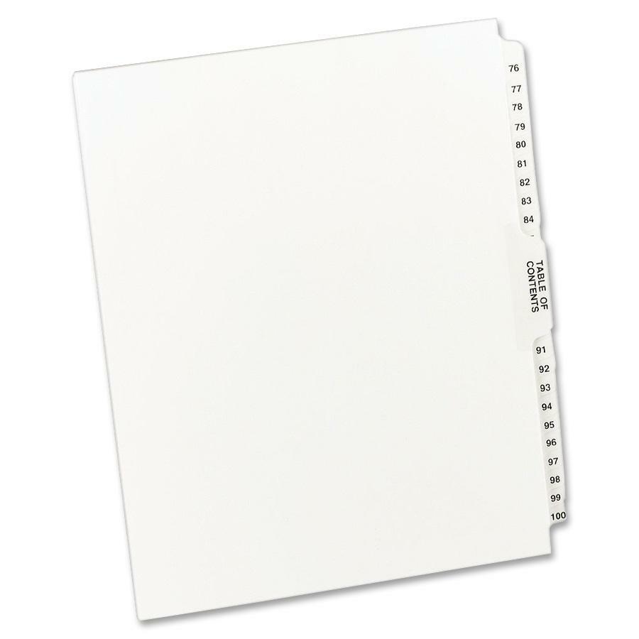 Image of Avery® Preprinted Legal Exhibit Side Tab Index Dividers, Avery Style, 26-Tab, 76 To 100, 11 X 8.5, White, 1 Set
