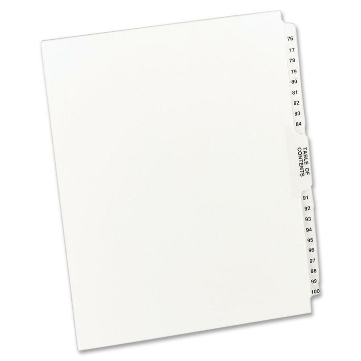 Image of Avery® Preprinted Legal Exhibit Side Tab Index Dividers, Avery Style, 26-Tab, 76 To 100, 11 X 8.5, White, 1 Set