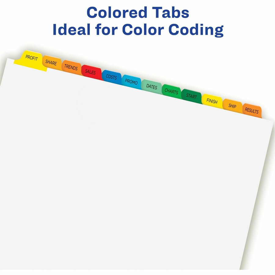 Image of Avery® Print and Apply Index Maker Clear Label Dividers, 12-Tab, Color Tabs, 11 x 8.5, White, 5 Sets