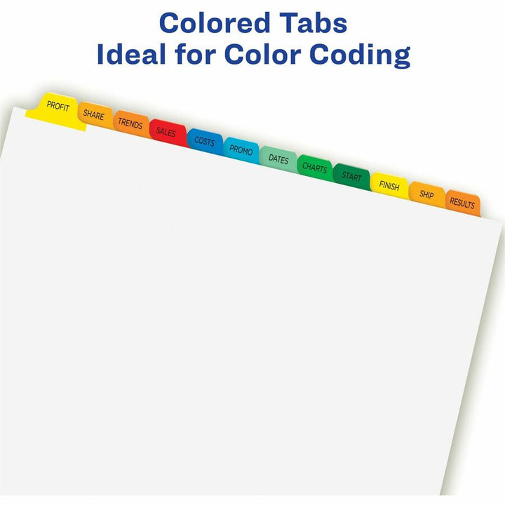 Image of Avery® Print and Apply Index Maker Clear Label Dividers, 12-Tab, Color Tabs, 11 x 8.5, White, 5 Sets