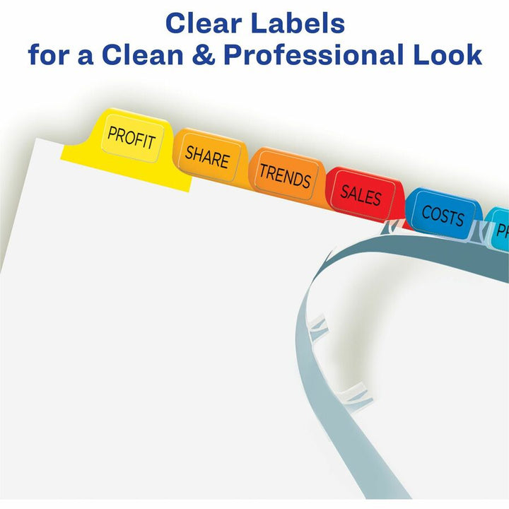 Image of Avery® Print and Apply Index Maker Clear Label Dividers, 12-Tab, Color Tabs, 11 x 8.5, White, 5 Sets