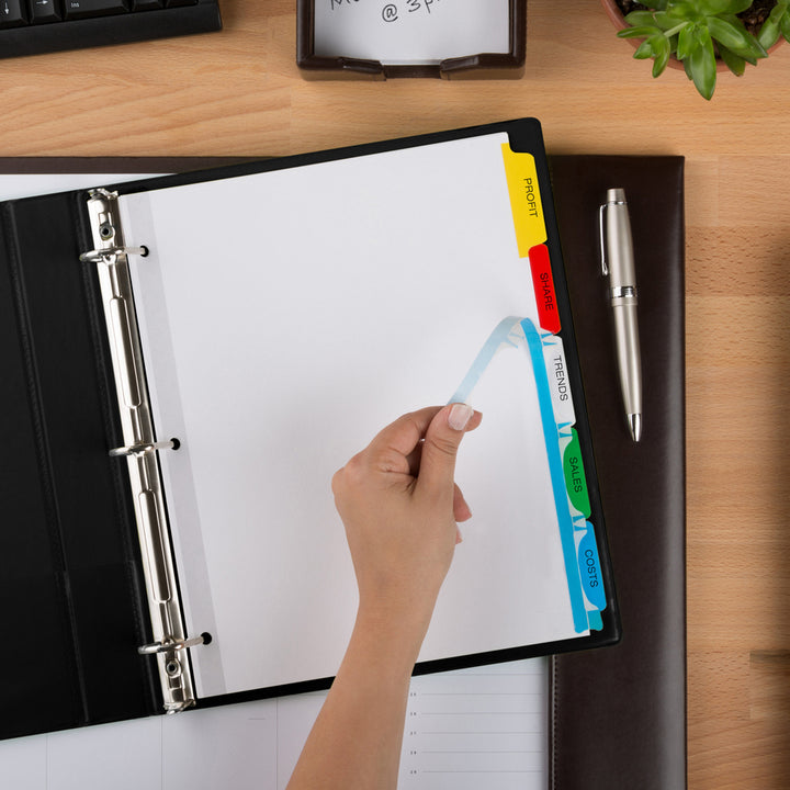 Image of Avery® Print and Apply Index Maker Clear Label Dividers, 5-Tab, Color Tabs, 11 x 8.5, White, Traditional Color Tabs, 25 Sets