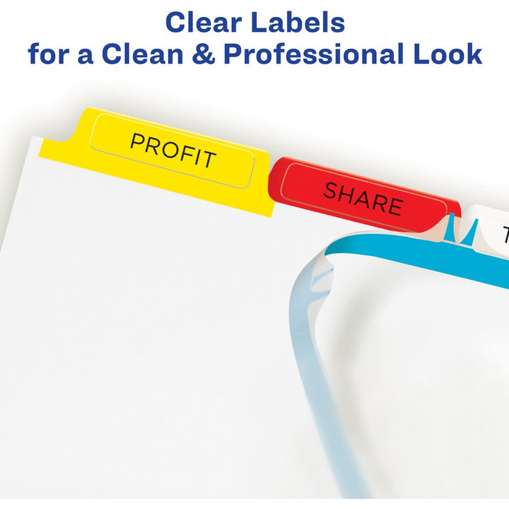 Image of Avery® Print and Apply Index Maker Clear Label Dividers, 5-Tab, Color Tabs, 11 x 8.5, White, Traditional Color Tabs, 25 Sets