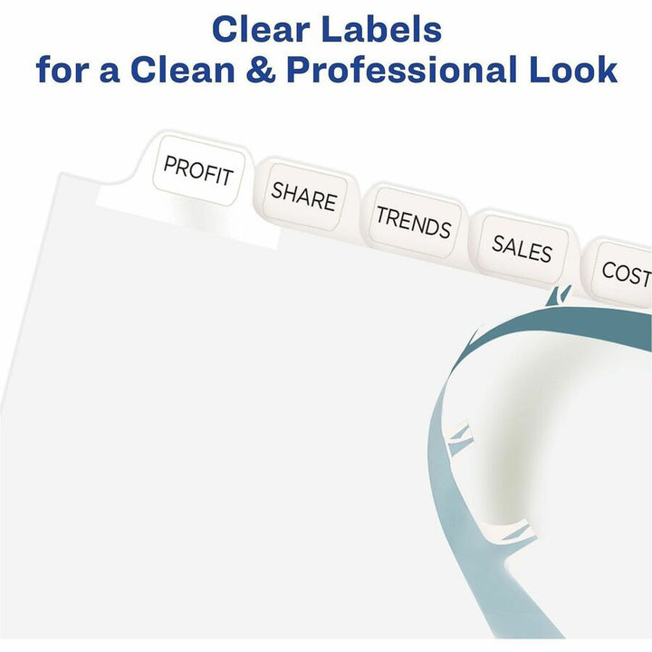 Image of Avery® Print and Apply Index Maker Clear Label Dividers, 12-Tab, White Tabs, 11 x 8.5, White, 5 Sets