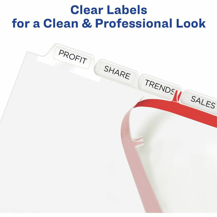 Image of Avery® Print and Apply Index Maker Clear Label Dividers, Extra Wide Tabs, 8-Tab, 11.25 x 9.25, White, 5 Sets