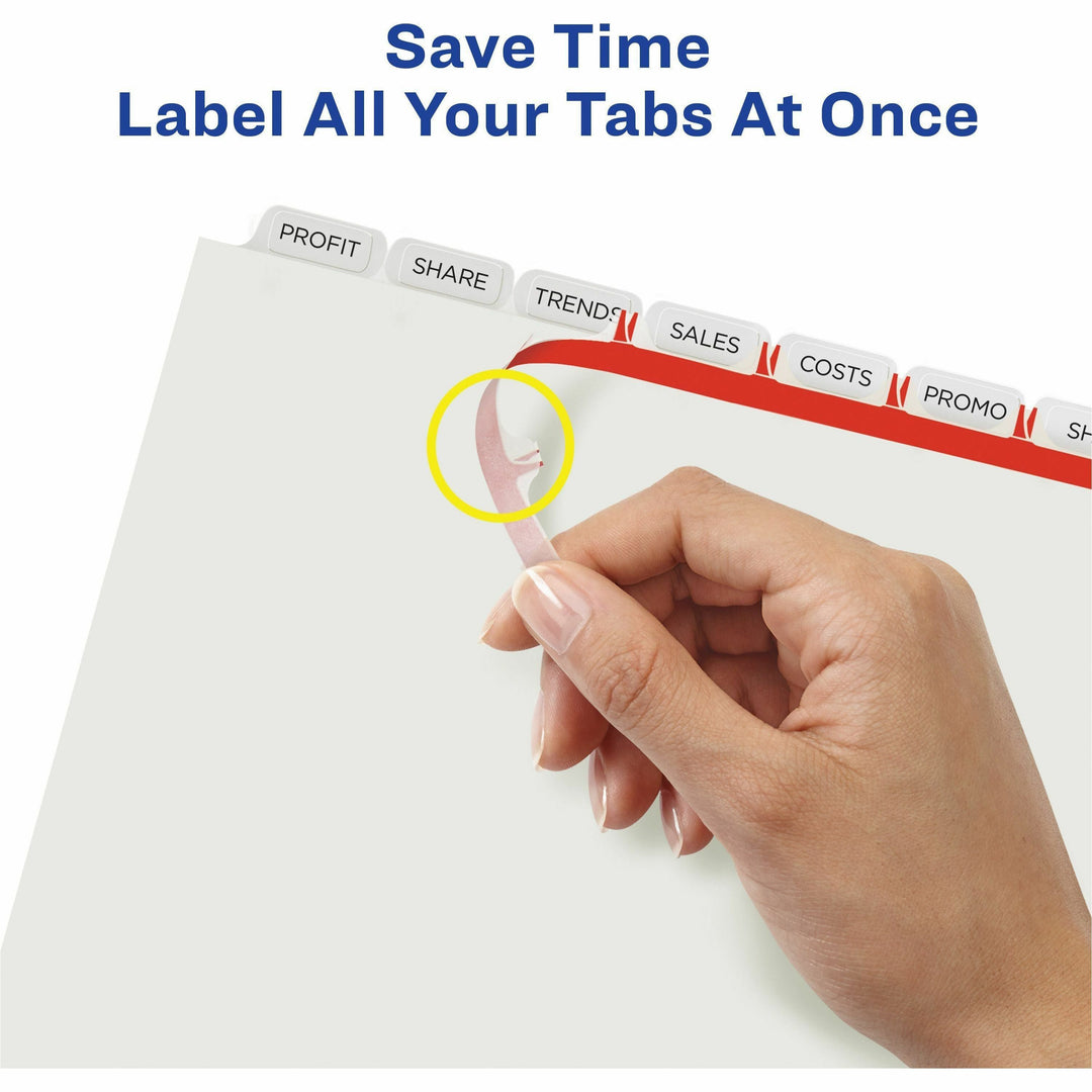 Image of Avery® Print and Apply Index Maker Clear Label Dividers, Extra Wide Tabs, 8-Tab, 11.25 x 9.25, White, 5 Sets