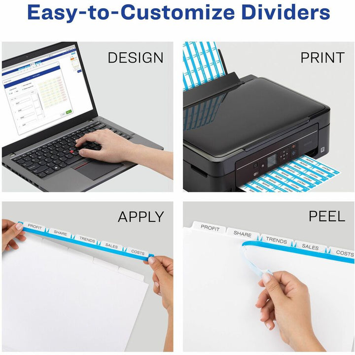 Image of Avery® Print and Apply Index Maker Clear Label Unpunched Dividers, 5-Tab, 11 x 8.5, White, 25 Sets