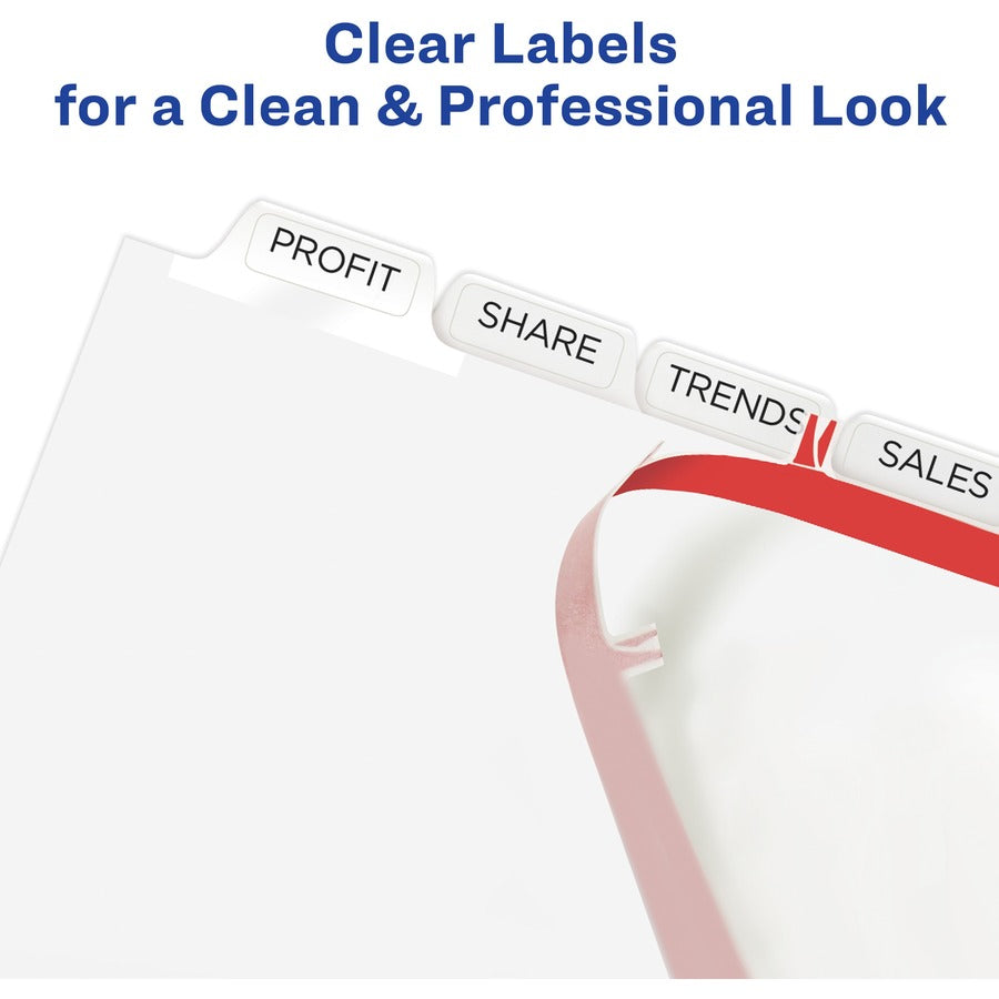 Image of Avery® Print and Apply Index Maker Clear Label Unpunched Dividers, 8-Tab, 11 x 8.5, White, White Tabs, 25 Sets
