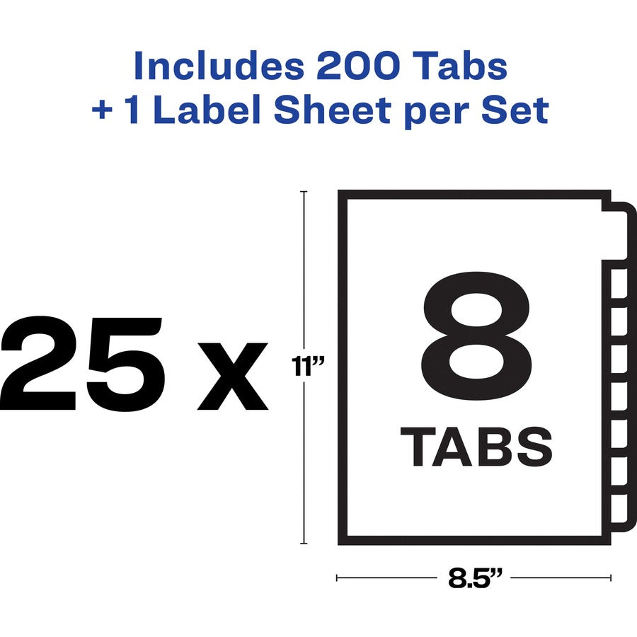 Image of Avery® Print and Apply Index Maker Clear Label Unpunched Dividers, 8-Tab, 11 x 8.5, White, White Tabs, 25 Sets