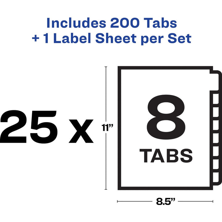 Image of Avery® Print and Apply Index Maker Clear Label Unpunched Dividers, 8-Tab, 11 x 8.5, White, White Tabs, 25 Sets