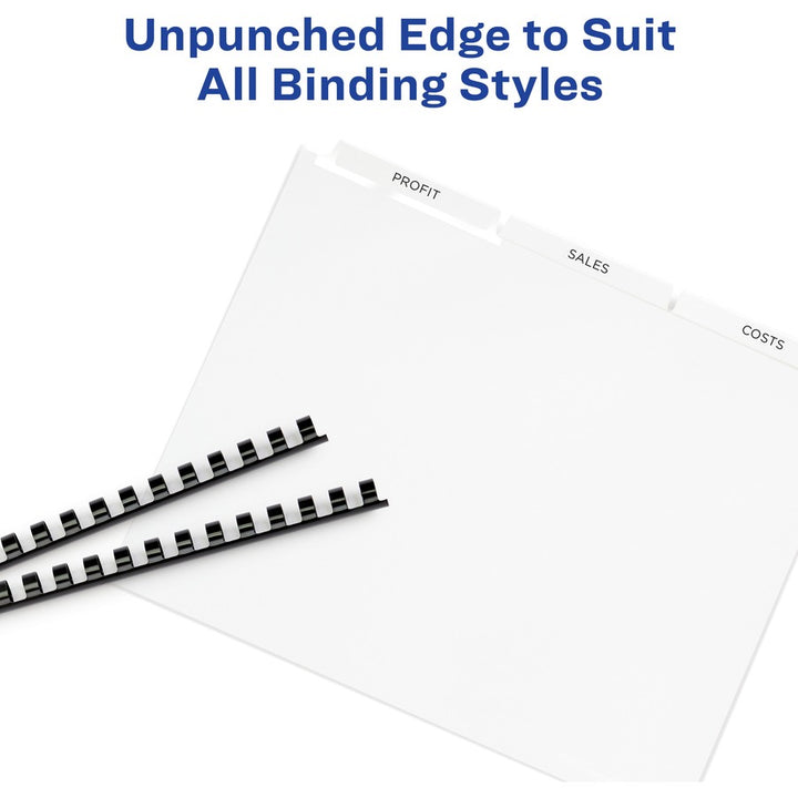 Image of Avery® Print and Apply Index Maker Clear Label Unpunched Dividers, 8-Tab, 11 x 8.5, White, White Tabs, 25 Sets