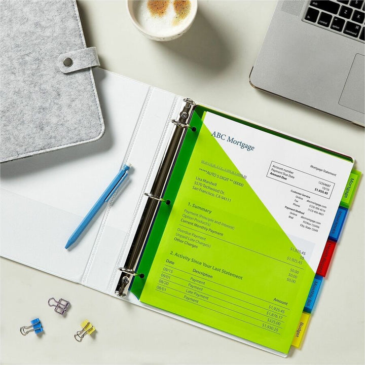 Image of Avery® Insertable Big Tab Plastic 1-Pocket Dividers, 5-Tab, 11.13 X 9.25, Assorted, 1 Set