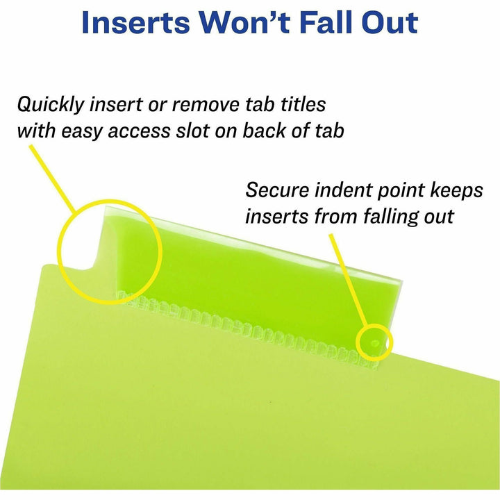 Image of Avery® Insertable Big Tab Plastic 1-Pocket Dividers, 5-Tab, 11.13 X 9.25, Assorted, 1 Set