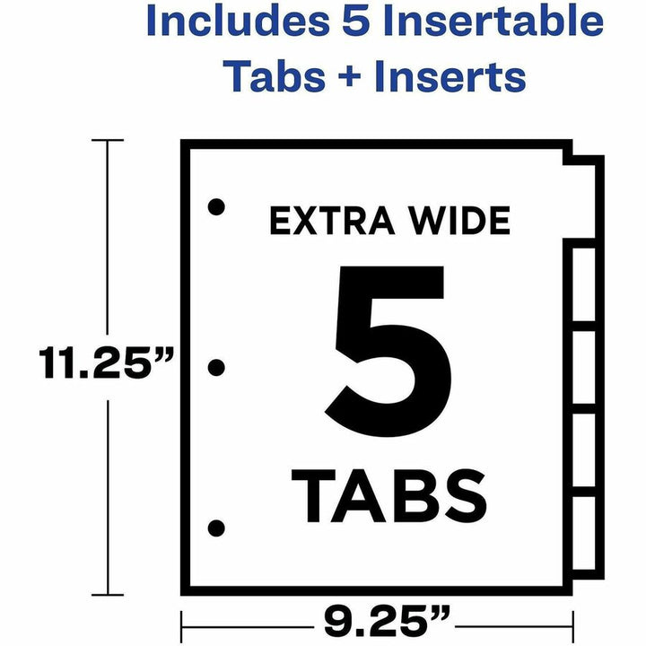 Image of Avery® Insertable Big Tab Plastic 1-Pocket Dividers, 5-Tab, 11.13 X 9.25, Assorted, 1 Set