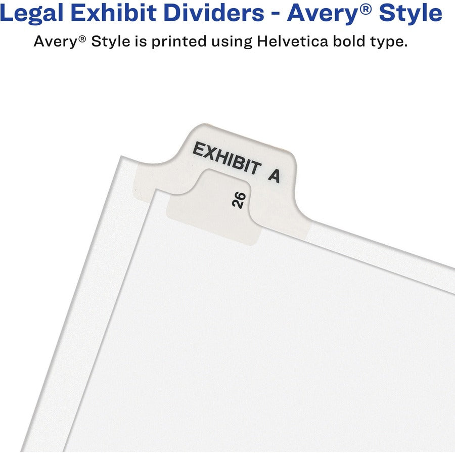 Image of Avery® Preprinted Legal Exhibit Side Tab Index Dividers, Avery Style, 25-Tab, Table Of Contents, 11 X 8.5, White, 25/pack