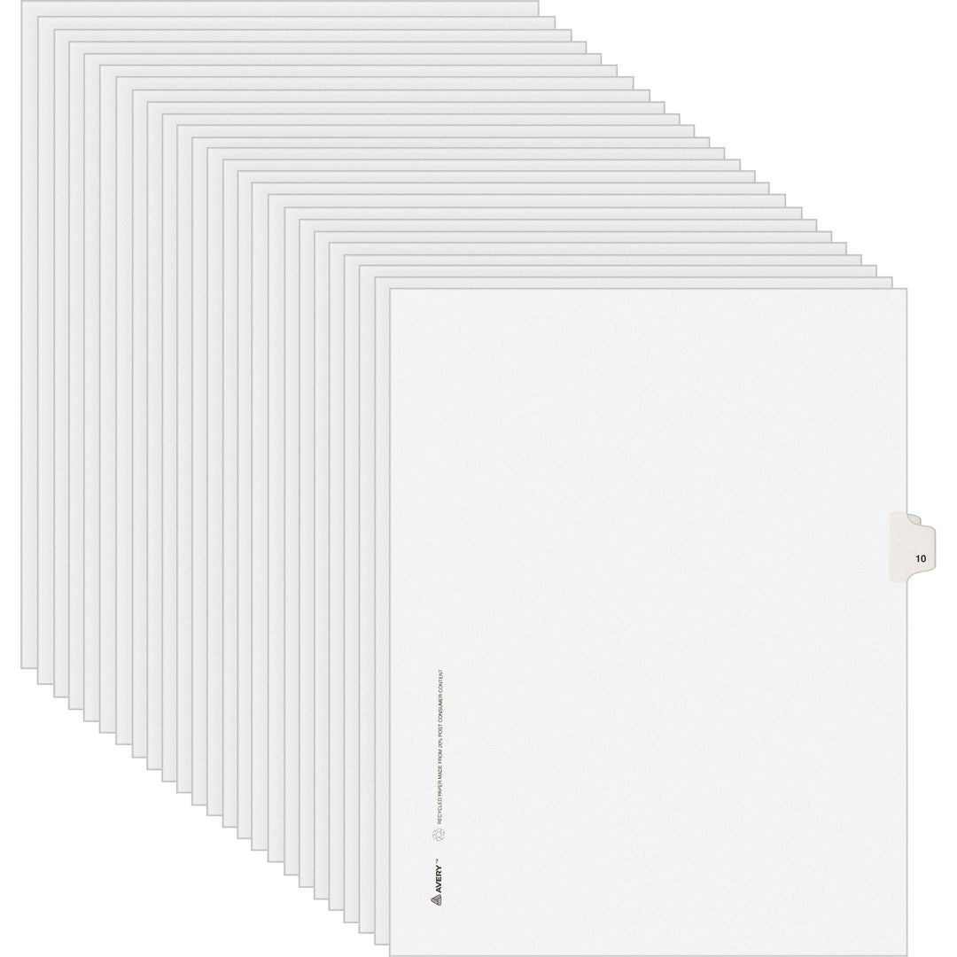 Image of Avery® Preprinted Legal Exhibit Side Tab Index Dividers, Avery Style, 10-Tab, 10, 11 X 8.5, White, 25/pack
