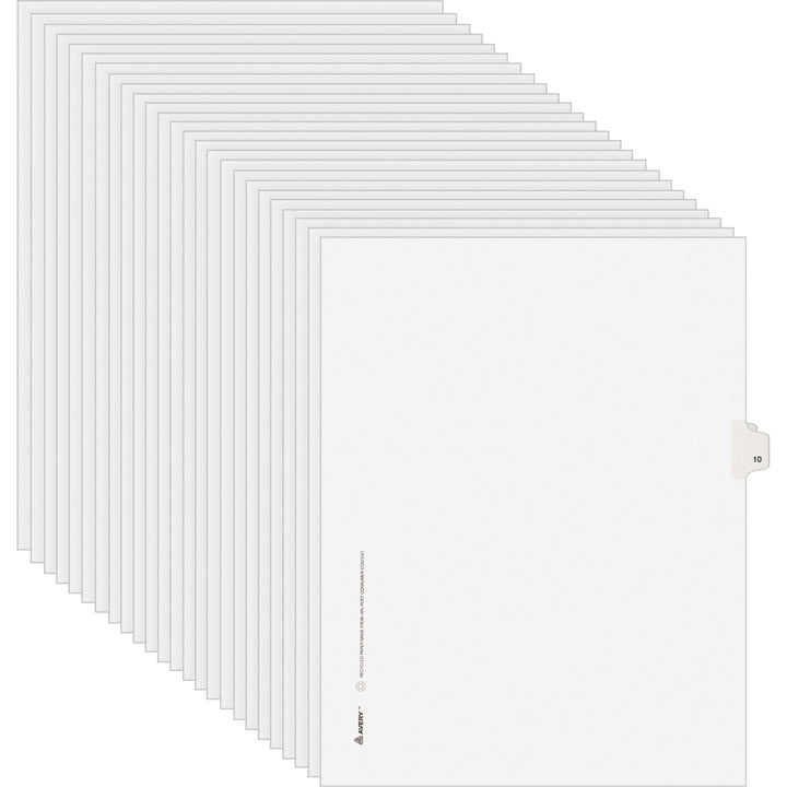 Image of Avery® Preprinted Legal Exhibit Side Tab Index Dividers, Avery Style, 10-Tab, 10, 11 X 8.5, White, 25/pack