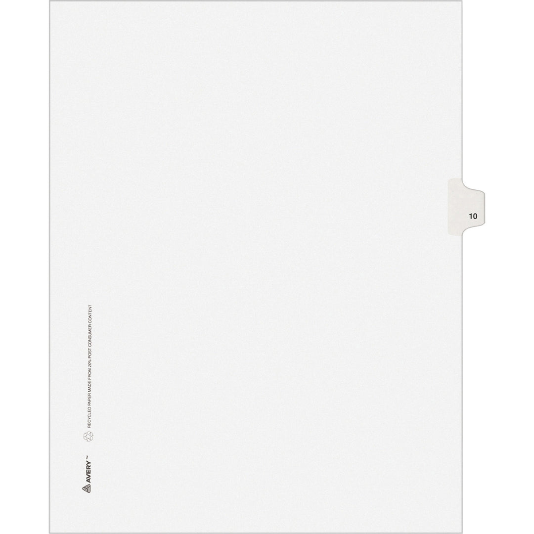 Image of Avery® Preprinted Legal Exhibit Side Tab Index Dividers, Avery Style, 10-Tab, 10, 11 X 8.5, White, 25/pack