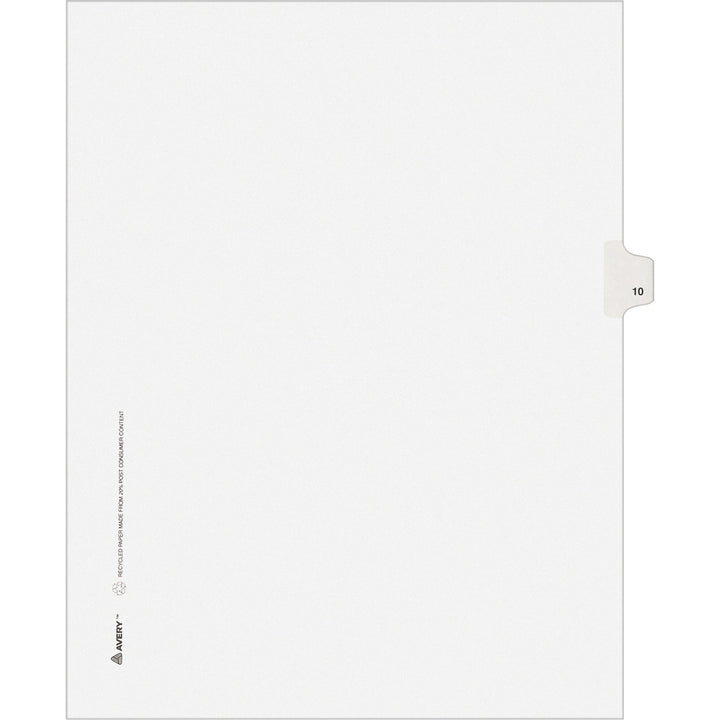 Image of Avery® Preprinted Legal Exhibit Side Tab Index Dividers, Avery Style, 10-Tab, 10, 11 X 8.5, White, 25/pack