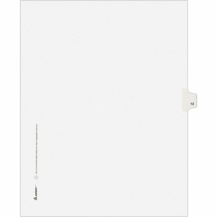 Image of Avery® Preprinted Legal Exhibit Side Tab Index Dividers, Avery Style, 10-Tab, 12, 11 X 8.5, White, 25/pack