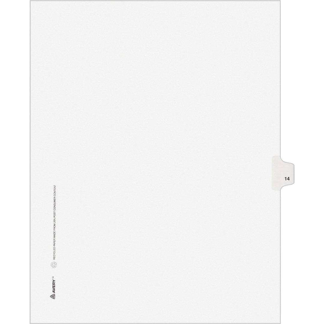 Image of Avery® Preprinted Legal Exhibit Side Tab Index Dividers, Avery Style, 10-Tab, 14, 11 X 8.5, White, 25/pack
