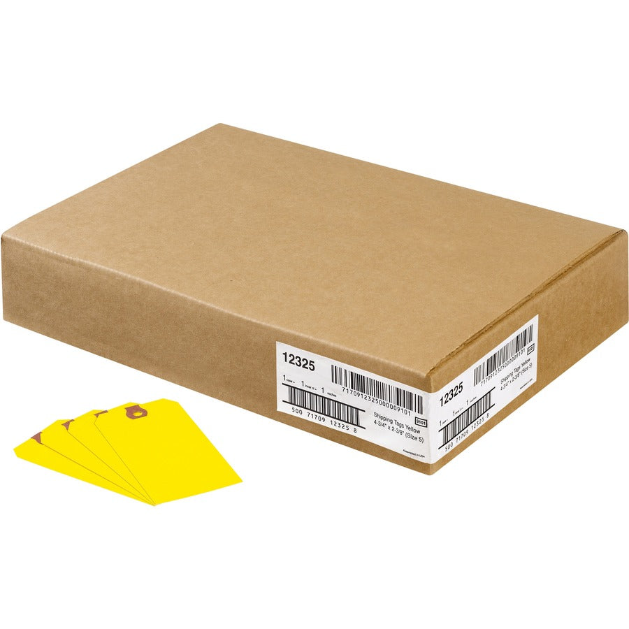 Image of Avery® Unstrung Shipping Tags, 11.5 pt Stock, 4.75 x 2.38, Yellow, 1,000/Box
