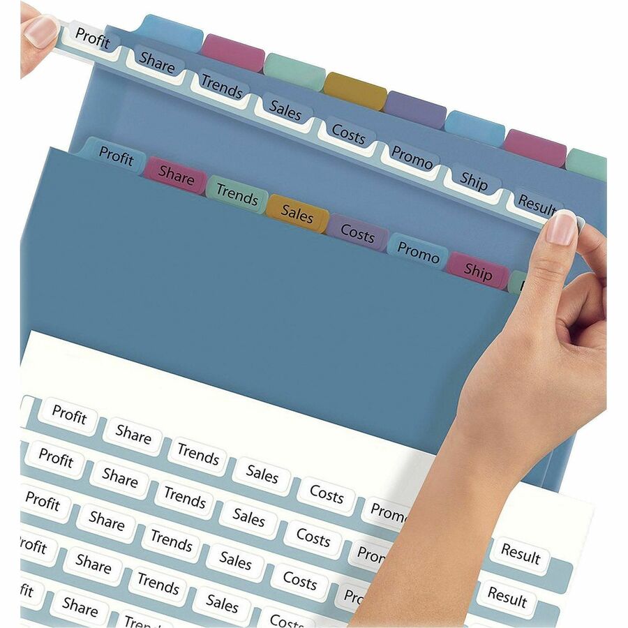 Image of Avery® Print and Apply Index Maker Clear Label Plastic Dividers with Printable Label Strip, 8-Tab, 11 x 8.5, Assorted Tabs, 5 Sets