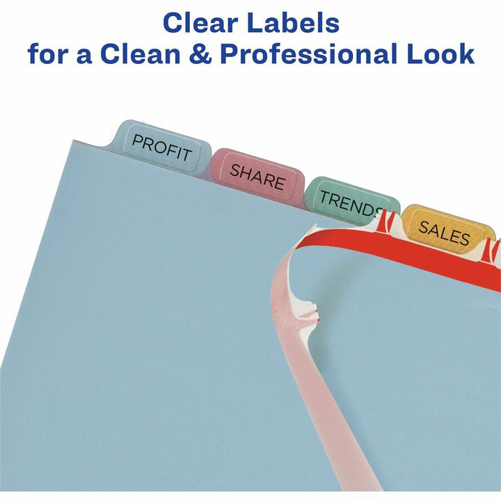 Image of Avery® Print and Apply Index Maker Clear Label Plastic Dividers with Printable Label Strip, 8-Tab, 11 x 8.5, Assorted Tabs, 5 Sets