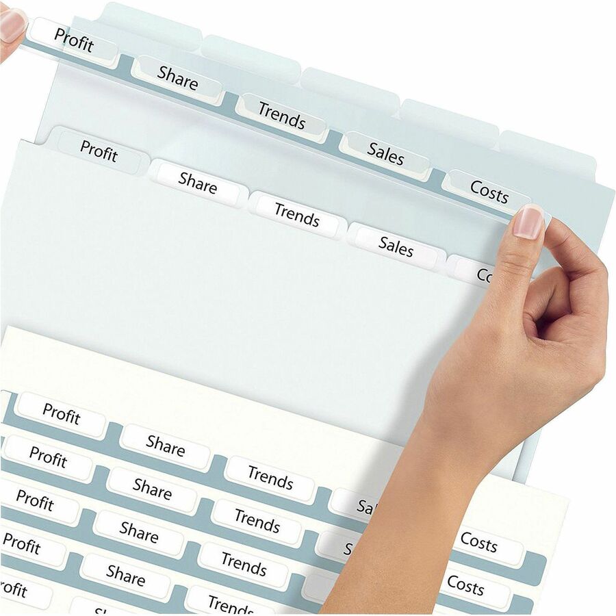 Image of Avery® Print and Apply Index Maker Clear Label Plastic Dividers w/Printable Label Strip, 5-Tab, 11 x 8.5, Frosted Clear Tabs, 5 Sets