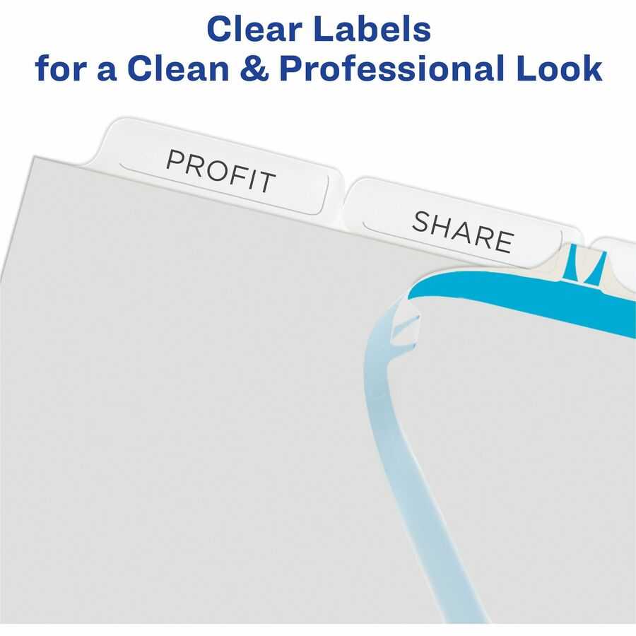 Image of Avery® Print and Apply Index Maker Clear Label Plastic Dividers w/Printable Label Strip, 5-Tab, 11 x 8.5, Frosted Clear Tabs, 5 Sets
