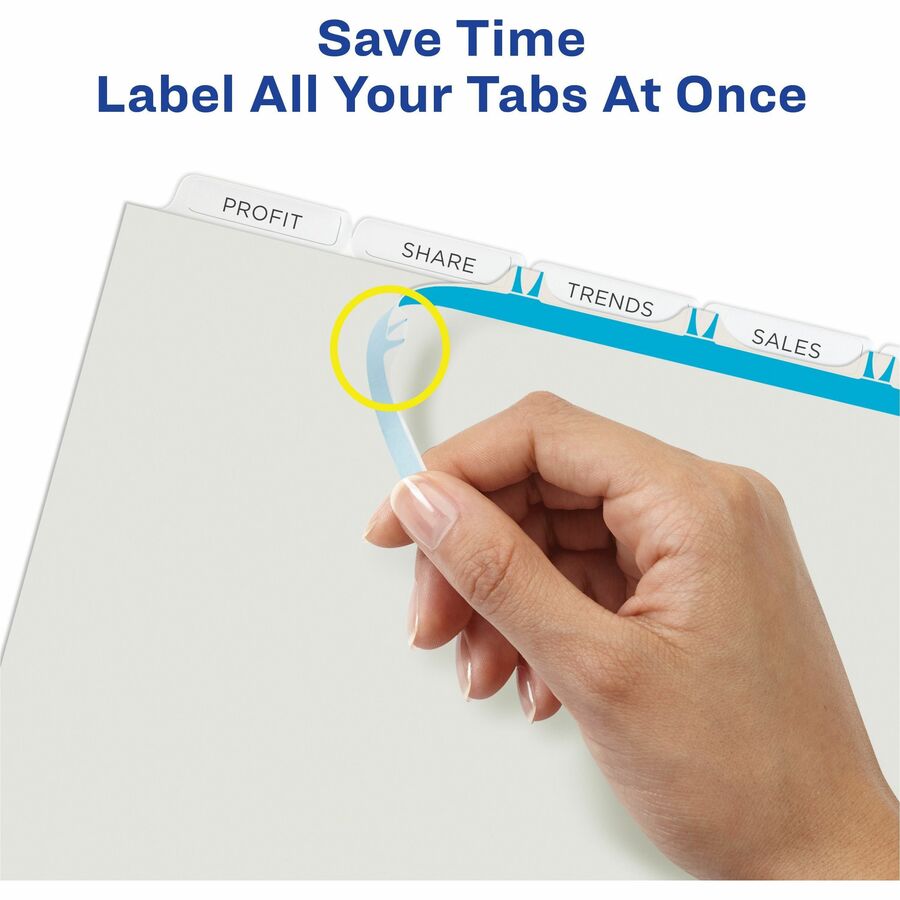 Image of Avery® Print and Apply Index Maker Clear Label Plastic Dividers w/Printable Label Strip, 5-Tab, 11 x 8.5, Frosted Clear Tabs, 5 Sets