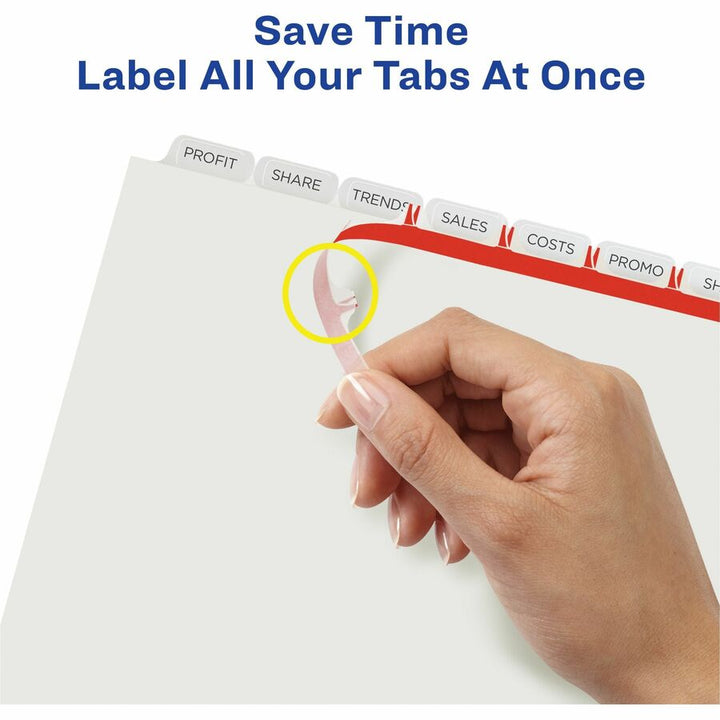 Image of Avery® Print and Apply Index Maker Clear Label Plastic Dividers w/Printable Label Strip, 8-Tab, 11 x 8.5, Frosted Clear Tabs, 5 Sets