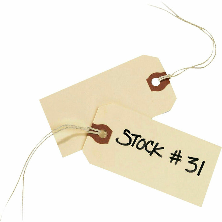 Image of Avery® Strung Shipping Tags, 11.5 pt Stock, 3.75 x 1.88, Manila, 1,000/Box