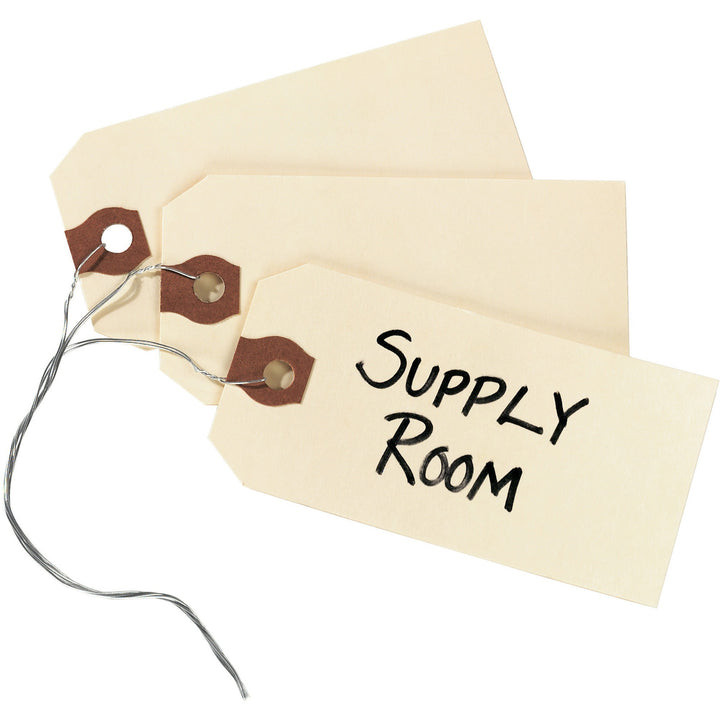Image of Avery® Double Wired Shipping Tags, 11.5 pt Stock, 3.75 x 1.88, Manila, 1,000/Box