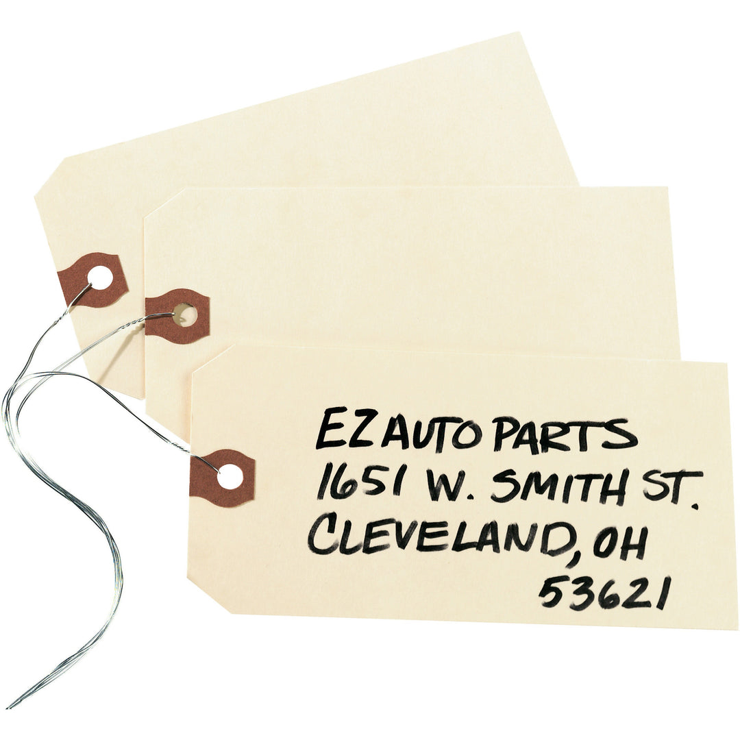 Image of Avery® Double Wired Shipping Tags, 11.5 pt Stock, 5.25 x 2.63, Manila, 1,000/Box