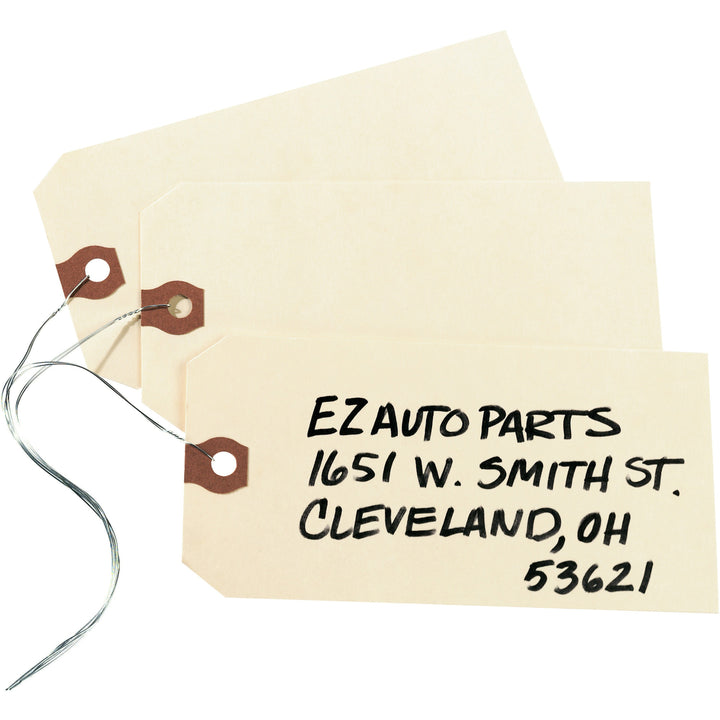 Image of Avery® Double Wired Shipping Tags, 11.5 pt Stock, 5.25 x 2.63, Manila, 1,000/Box