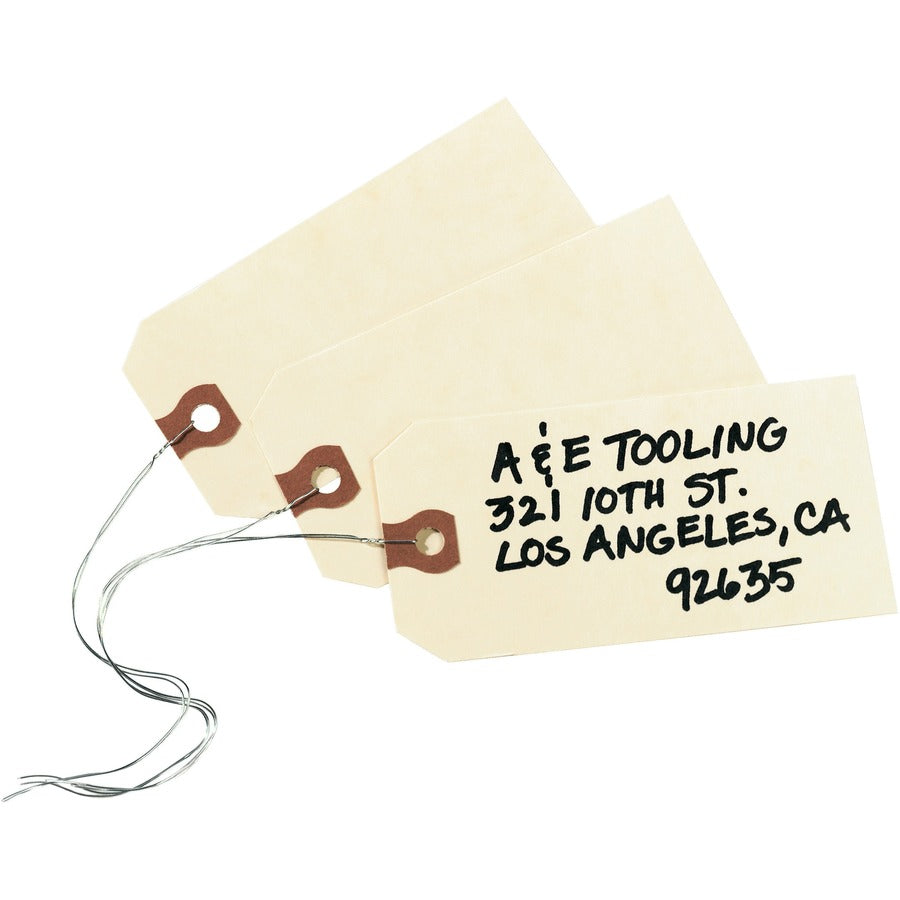 Image of Avery® Double Wired Shipping Tags, 11.5 pt Stock, 5.25 x 2.63, Manila, 1,000/Box