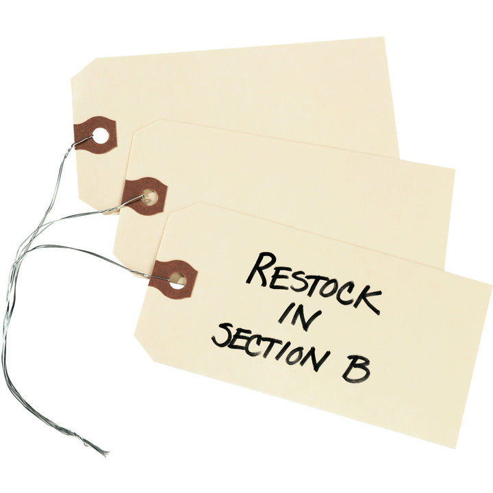 Image of Avery® Double Wired Shipping Tags, 11.5 pt Stock, 5.25 x 2.63, Manila, 1,000/Box
