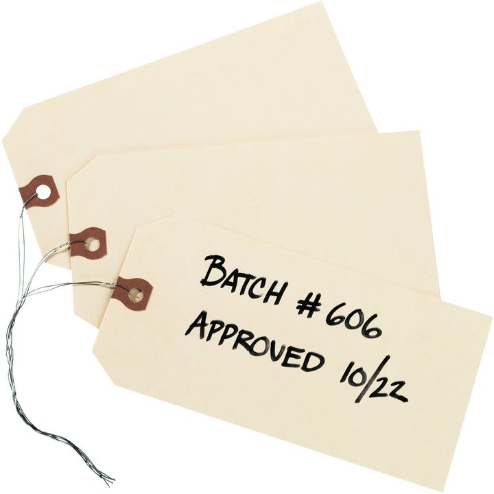 Image of Avery® Double Wired Shipping Tags, 11.5 pt Stock, 6.25 x 3.13, Manila, 1,000/Box