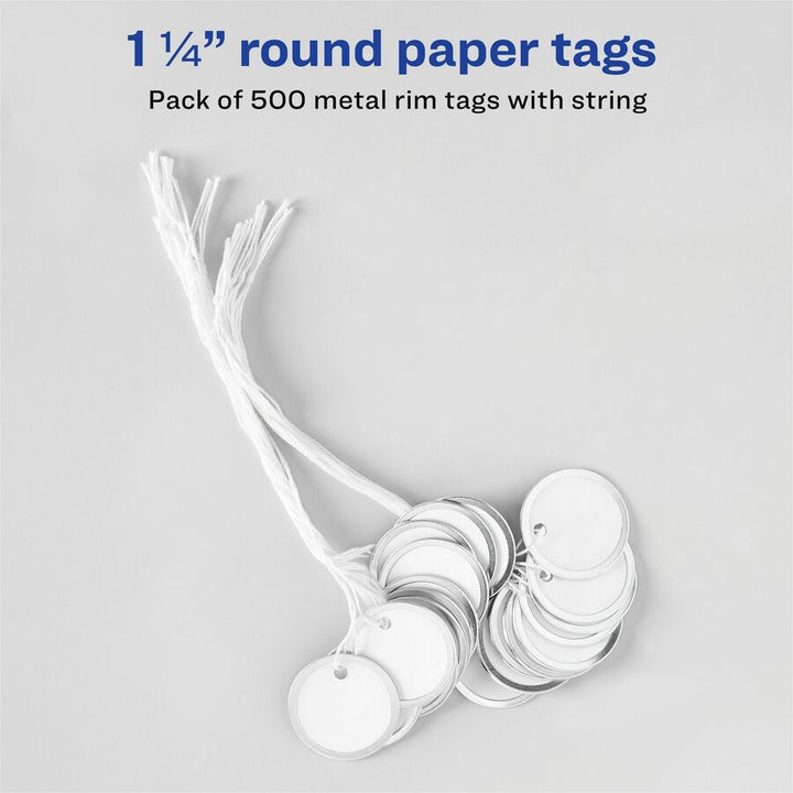 Image of Avery® Heavyweight Stock Metal Rim Tags, 1.25" dia, White, 500/Box