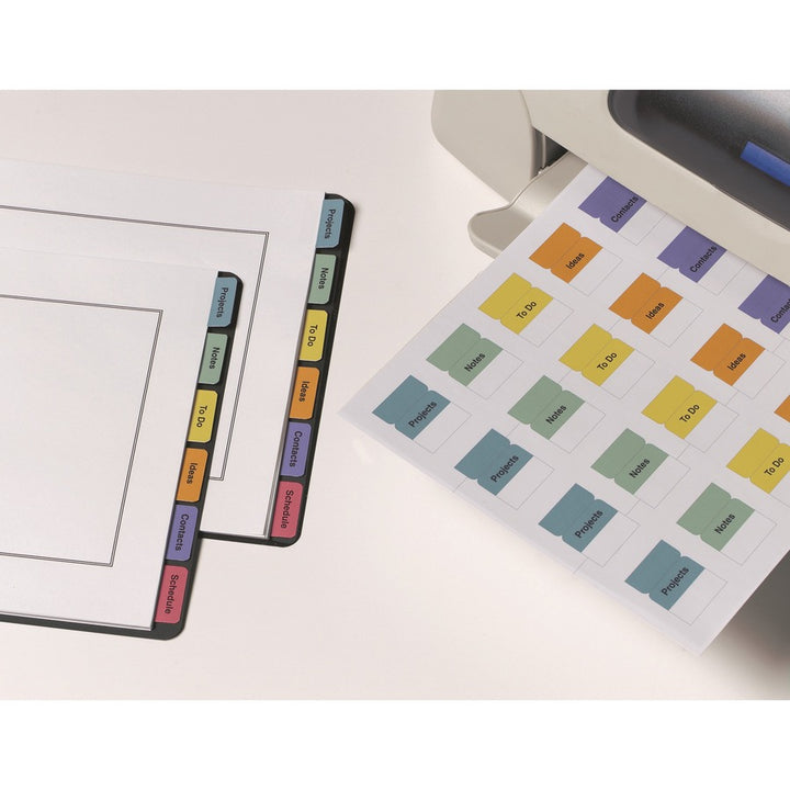Image of Avery® Printable Plastic Tabs with Repositionable Adhesive, 1/5-Cut, Assorted Colors, 1.25" Wide, 96/Pack