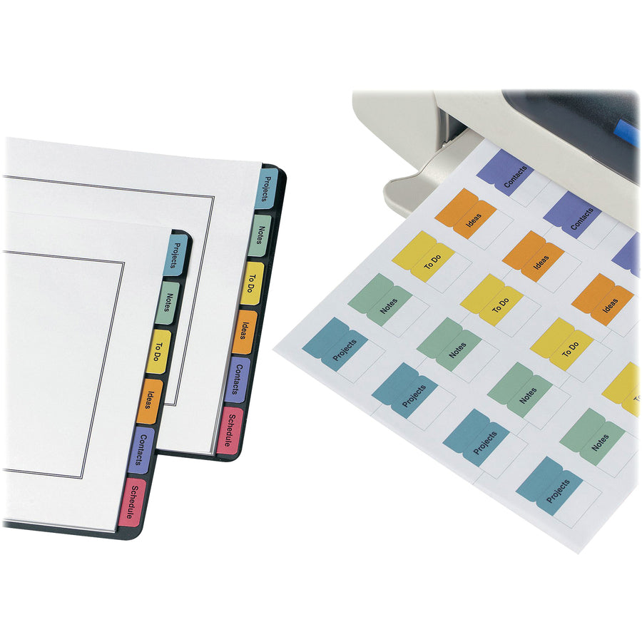 Image of Avery® Printable Plastic Tabs with Repositionable Adhesive, 1/5-Cut, Assorted Colors, 1.25" Wide, 96/Pack