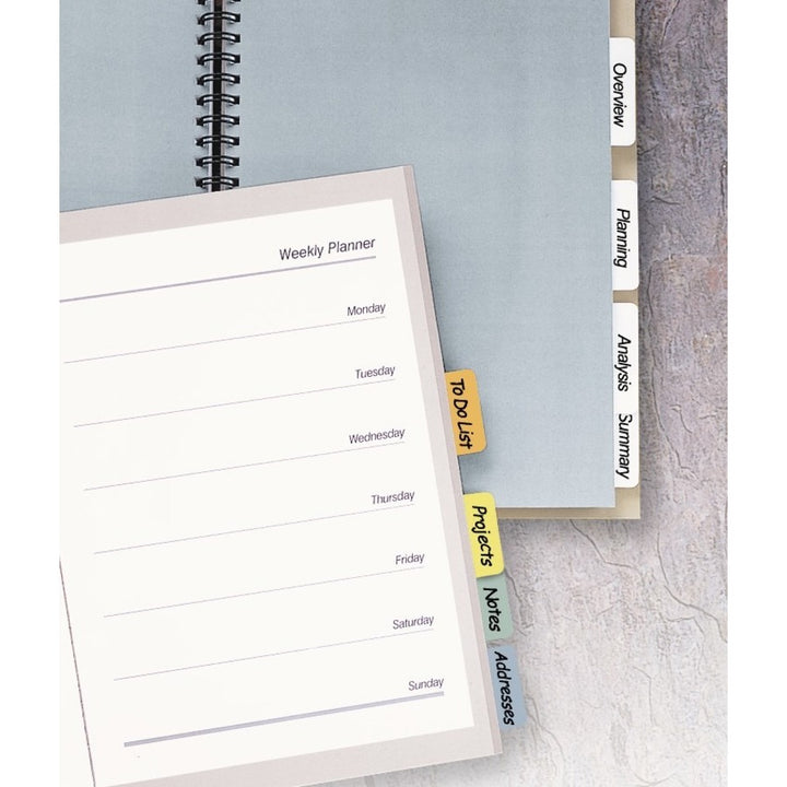 Image of Avery® Printable Plastic Tabs with Repositionable Adhesive, 1/5-Cut, Assorted Colors, 1.25" Wide, 96/Pack