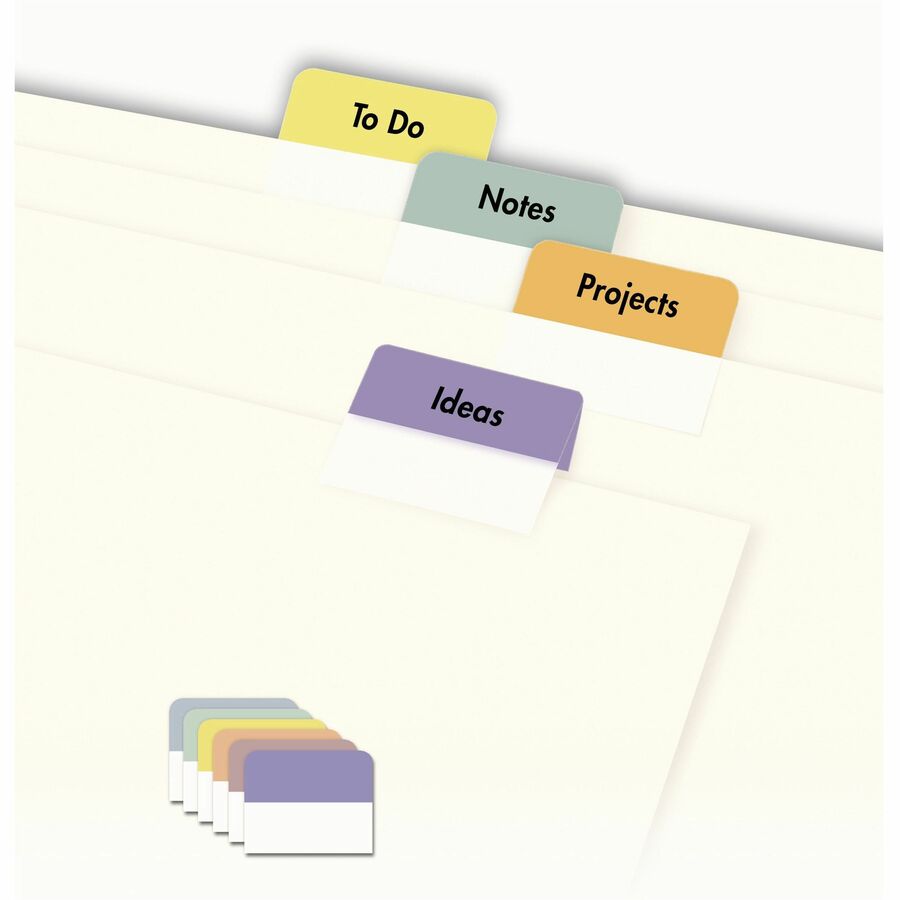 Image of Avery® Printable Plastic Tabs with Repositionable Adhesive, 1/5-Cut, Assorted Colors, 1.25" Wide, 96/Pack