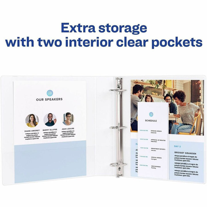 Image of Avery® Durable View Binder With Durahinge And Slant Rings, 3 Rings, 0.5" Capacity, 11 X 8.5, White