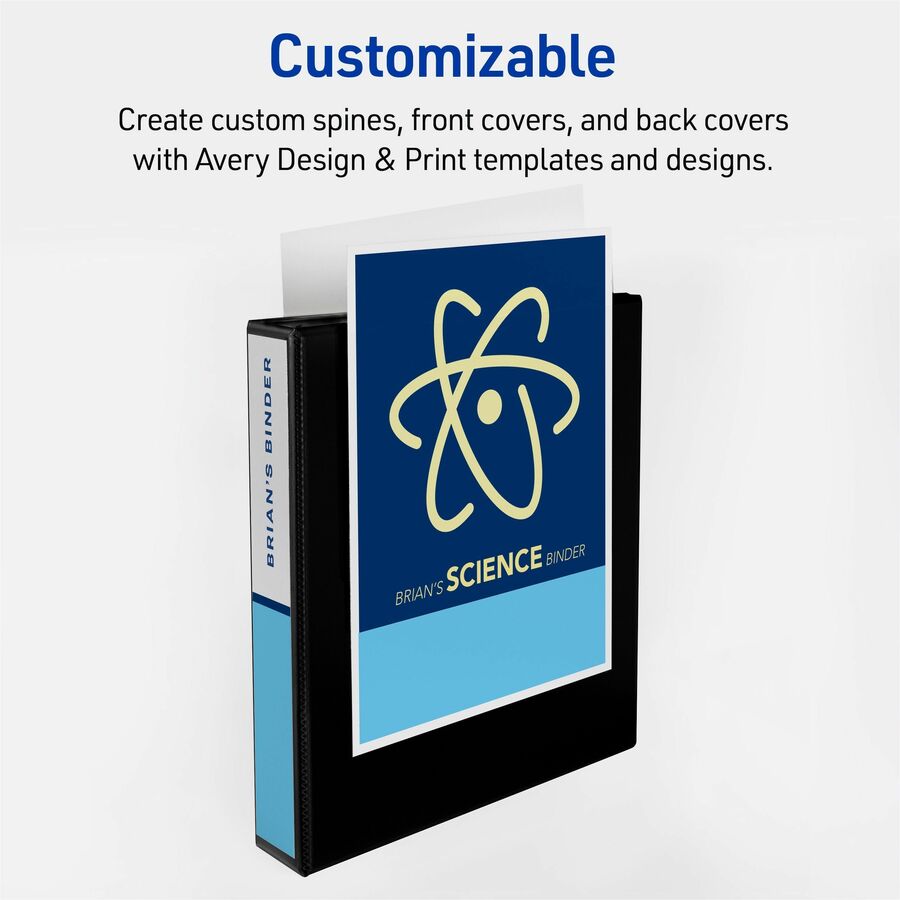 Image of Avery® Durable View Binder With Durahinge And Slant Rings, 3 Rings, 1.5" Capacity, 11 X 8.5, Black