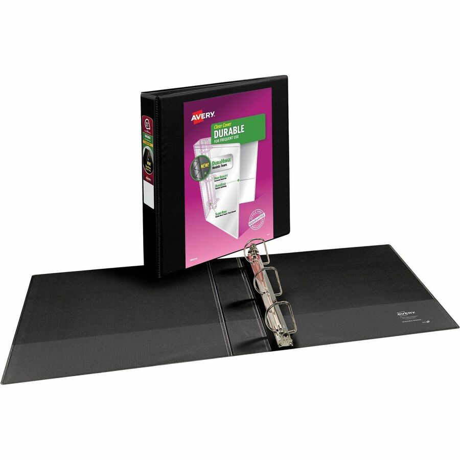 Image of Avery® Durable View Binder With Durahinge And Slant Rings, 3 Rings, 1.5" Capacity, 11 X 8.5, Black