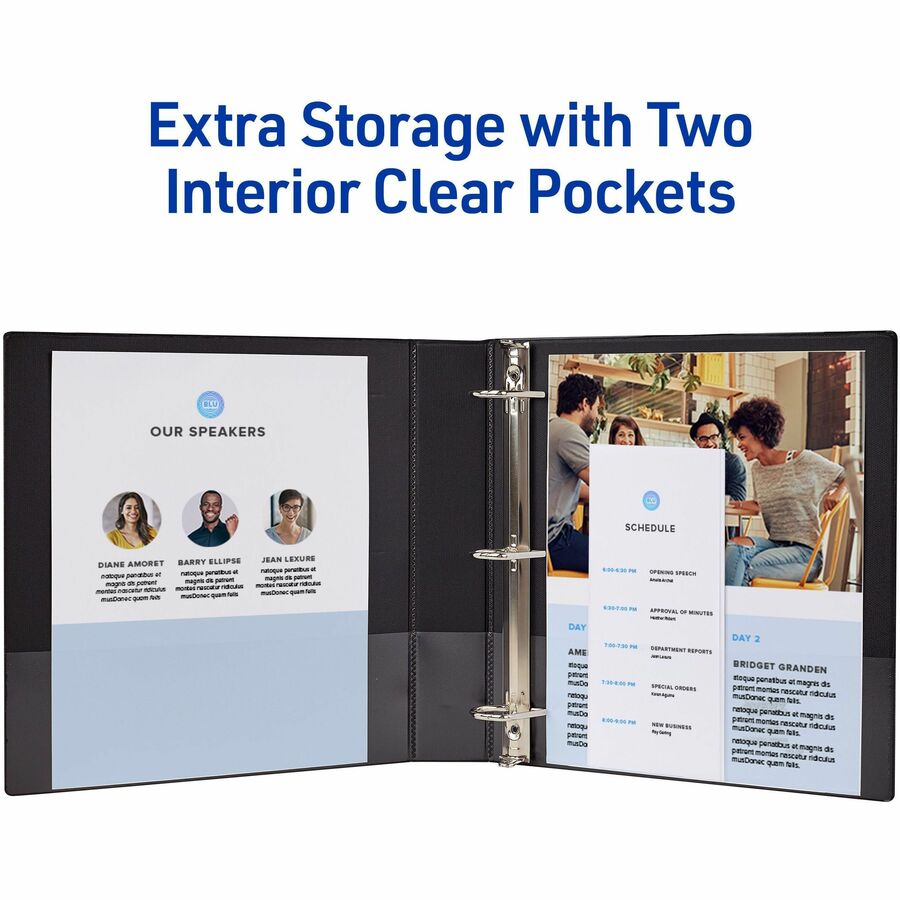 Image of Avery® Durable View Binder With Durahinge And Slant Rings, 3 Rings, 1.5" Capacity, 11 X 8.5, Black