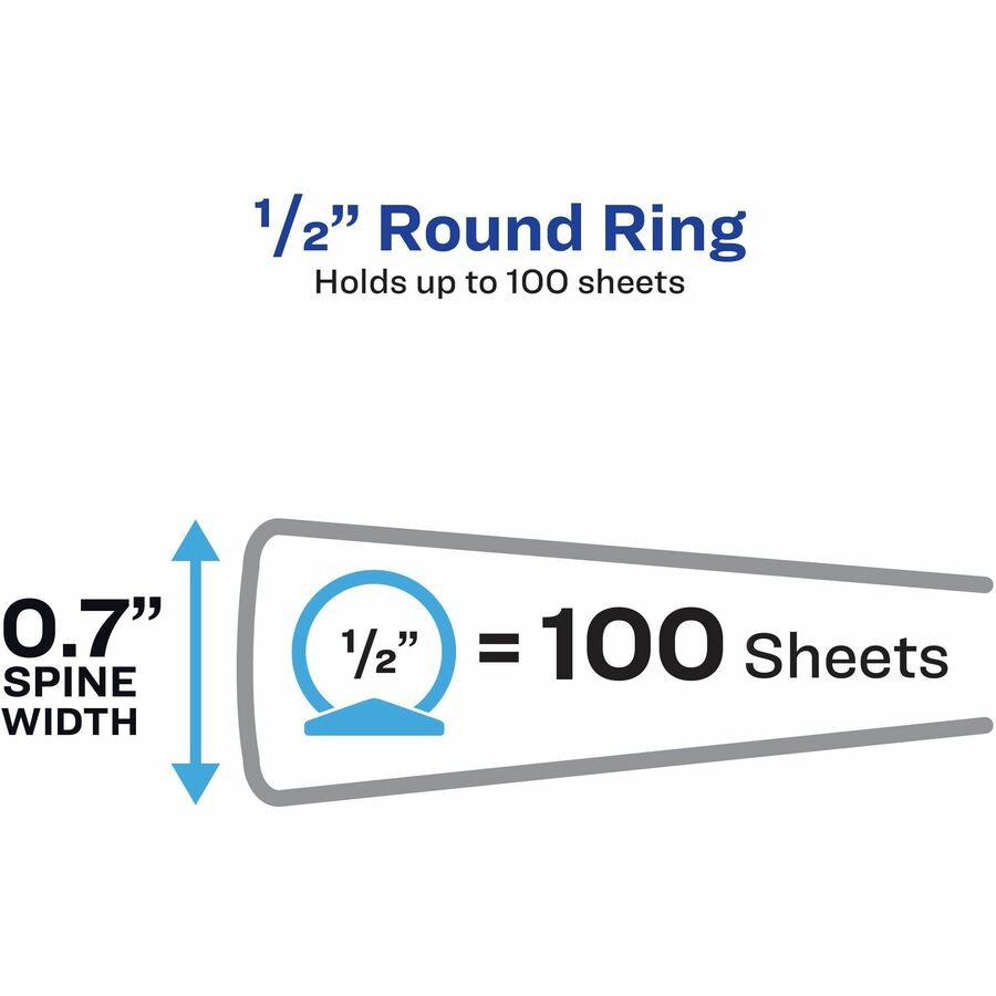 Image of Avery® Flexible View Binder With Round Rings, 3 Rings, 0.5" Capacity, 11 X 8.5, Blue