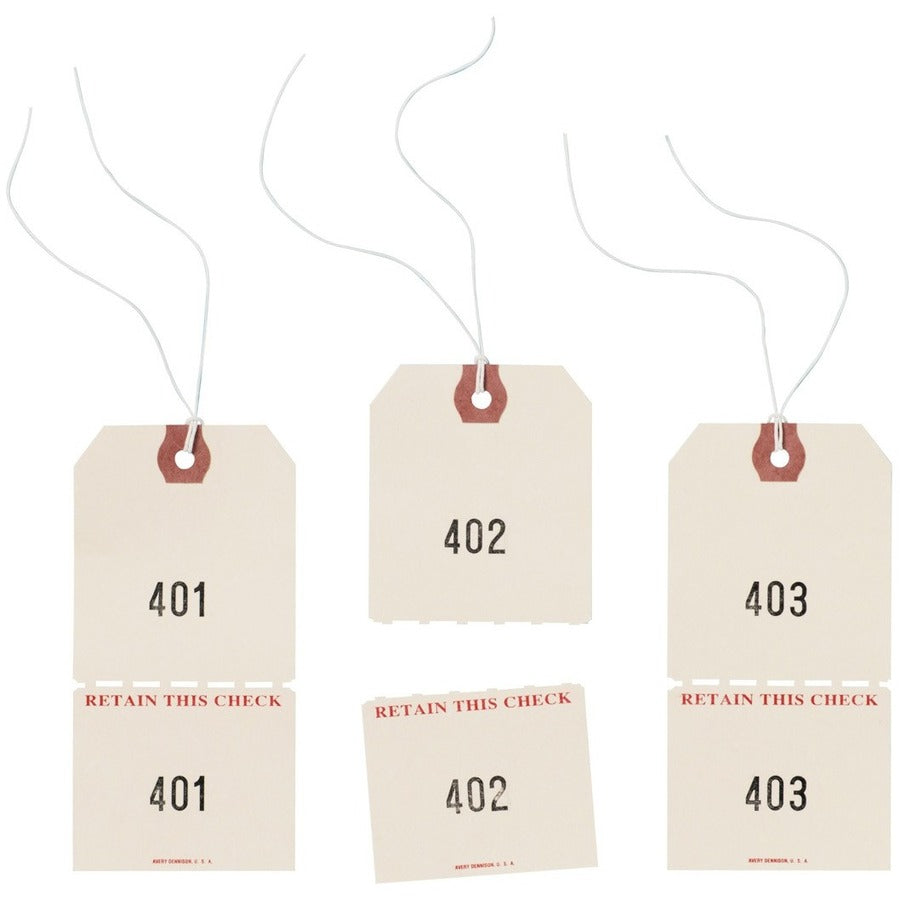 Image of Avery® Duplicate Auto Park Tags, 1-500, 4.75 x 2.38, Manila, 500/Box